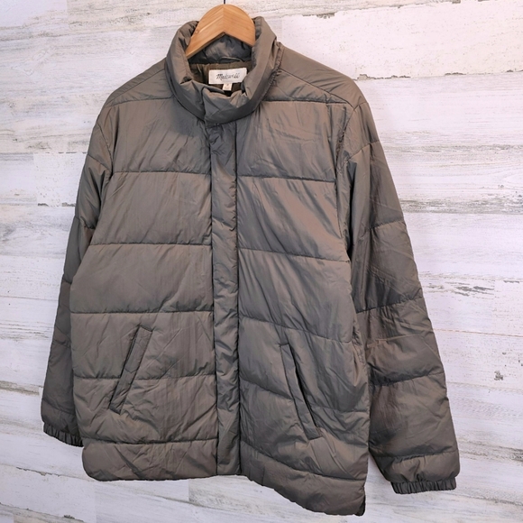 Madewell Mens Quilted Puffer Jacket In Cargo Green Medium Primaloft Gorpcore - Picture 4 of 15